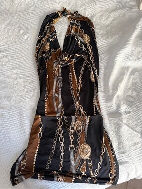 Vintage Gold chain low back super mini dress